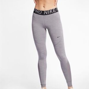 Nike Pro Mid-Rise Crop Mesh Panel Gray Leggings Size Small